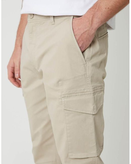 Threadbare Natural Cotton Cargo Trousers With Stretch for men