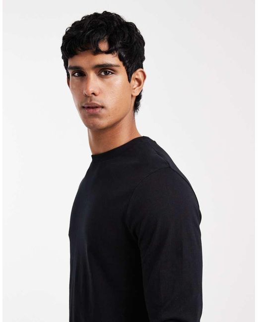 ASOS Blue Essentials Regular Fit Long Sleeve T-shirt for men