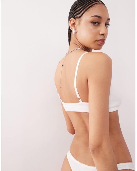 Motel White Yanas Pointelle Frill Trim Soft Bra