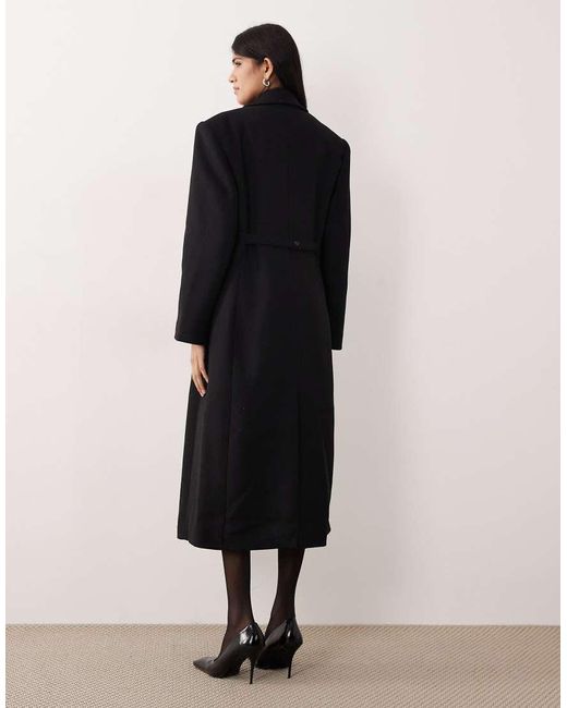 Gina Tricot Black Single Breasted Button Maxi Coat