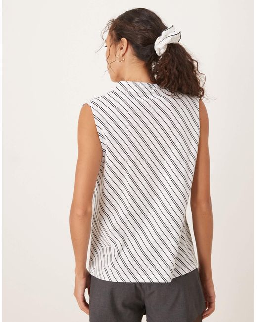 ASOS White Sleeveless Cowl Neck Top