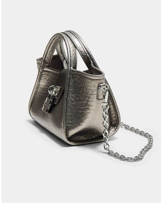 Stradivarius White Mini Padlock Crossbody Bag