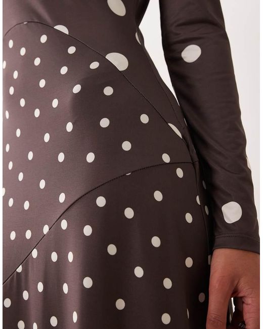 Pretty Lavish Brown Slinky Spliced Printed Long Sleeved Maxi Dress