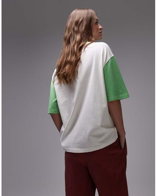 Camiseta Blanca Extragrande Con Mangas En Contraste Y Estampado Gráfico "Costa Rica" De TOPSHOP de color White