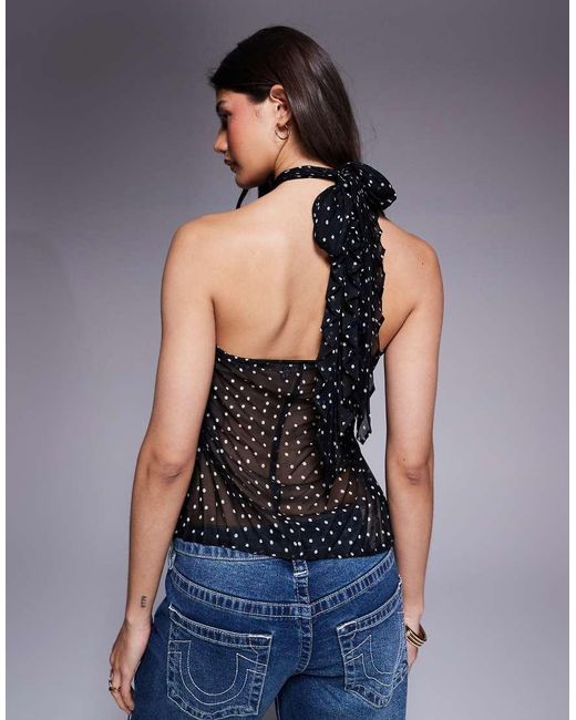 ASOS Blue Pleated Chiffon Halter Top