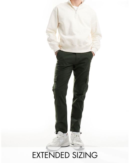 Pantalon cargo fuselé - kaki foncé ASOS pour homme en coloris White