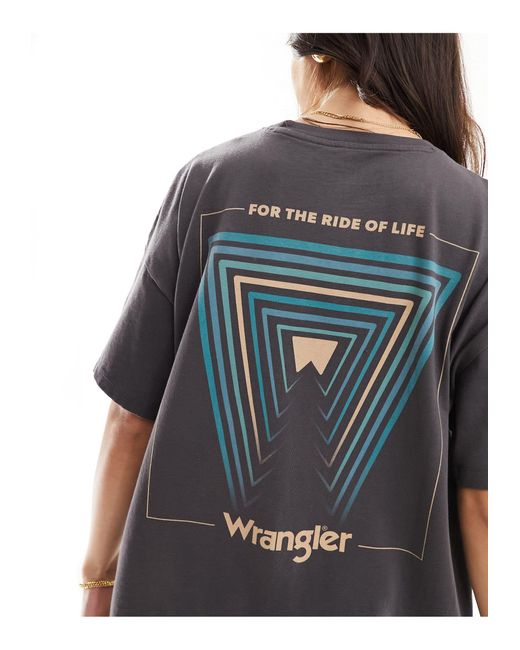 T-shirt girlfriend nera con stampa sul retro di Wrangler in Gray