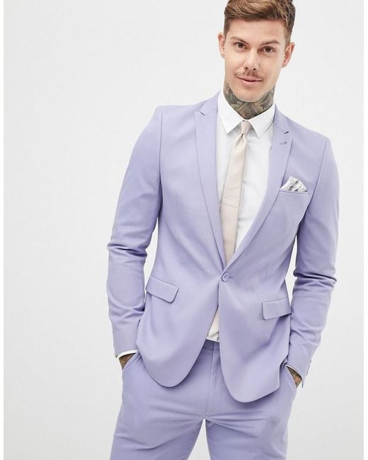 ASOS Purple Skinny Suit Jacket In Lilac for men
