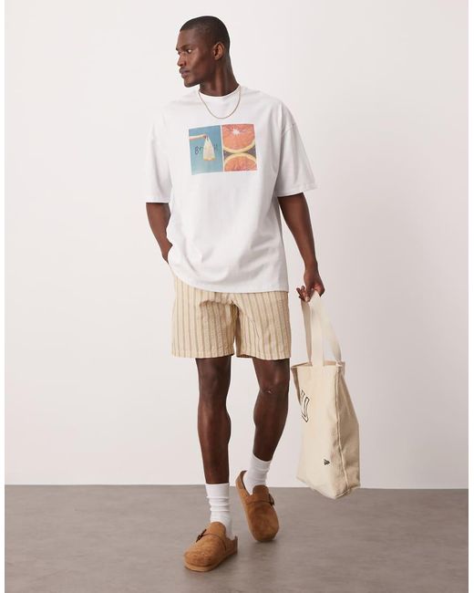 T-Shirt Oversize Bianca Con Stampa Sul Petto di ASOS in White da Uomo
