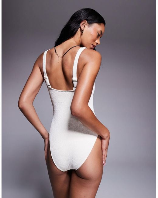 The Frolic White Exclusive Crinkle U Front Swimsuit