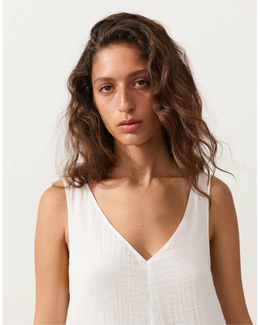 Oysho Natural Short 100% Cotton Jumpsuit