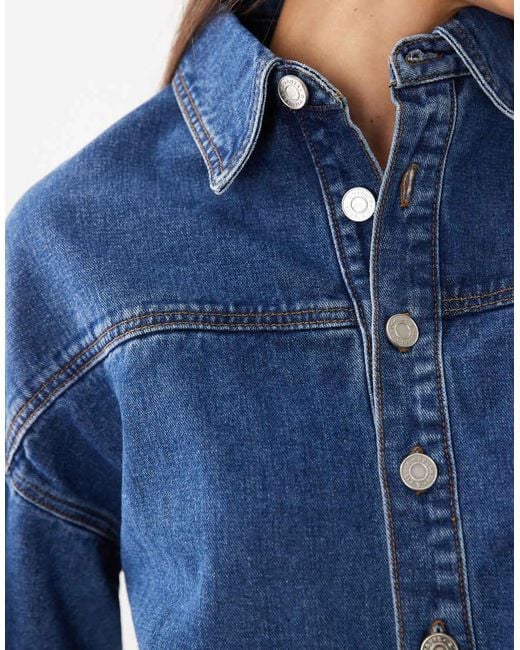 Noughts & Kisses Blue Denim Cinched Waist Playsuit