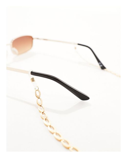 South Beach Brown Metal Oval Sunglasses Chain