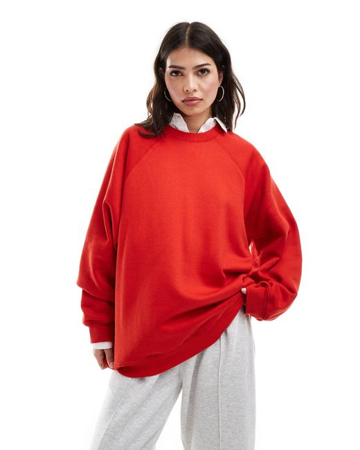 ASOS Red Oversized Raglan Sweatshirt