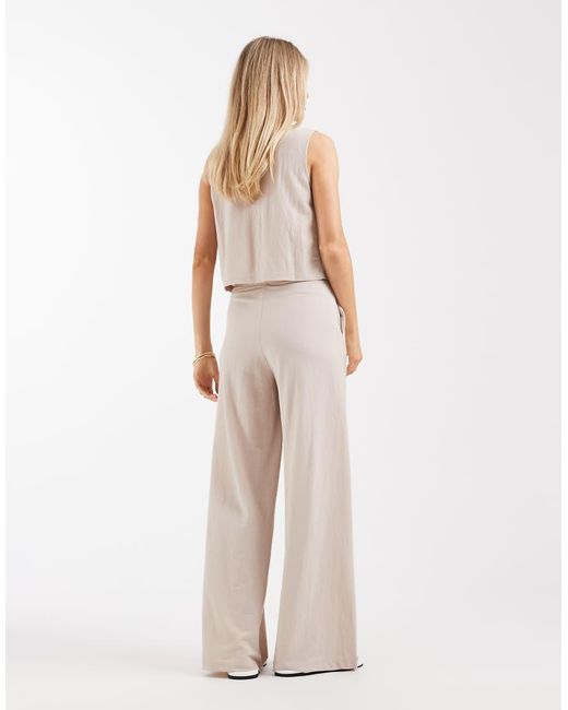 ONLY Natural Wide Leg Pull On Pants