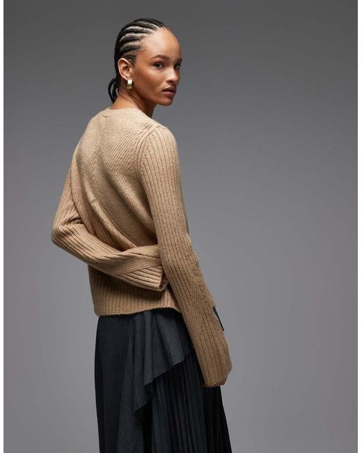 Jersey Marrón Moca De Punto Acanalado De ASOS de color Gray