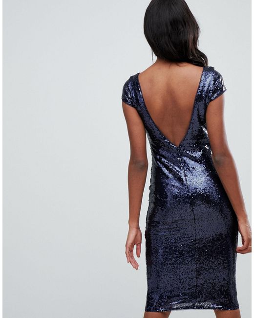 navy sequin midi dress