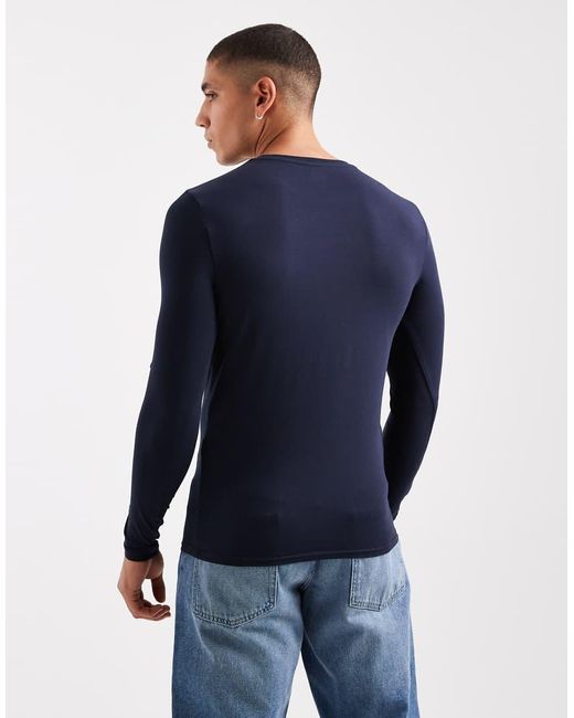 ASOS Blue Essentials 2 Pack Muscle Long Sleeve T-Shirts for men