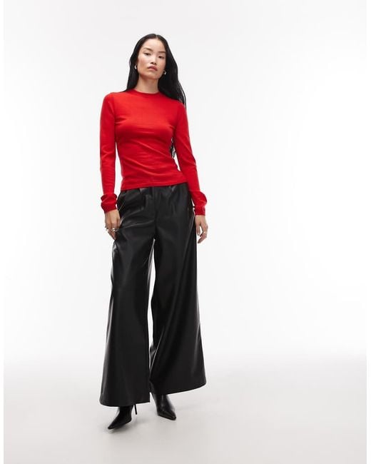 & Other Stories Red Slim Fit Pure Merino Wool Jumper