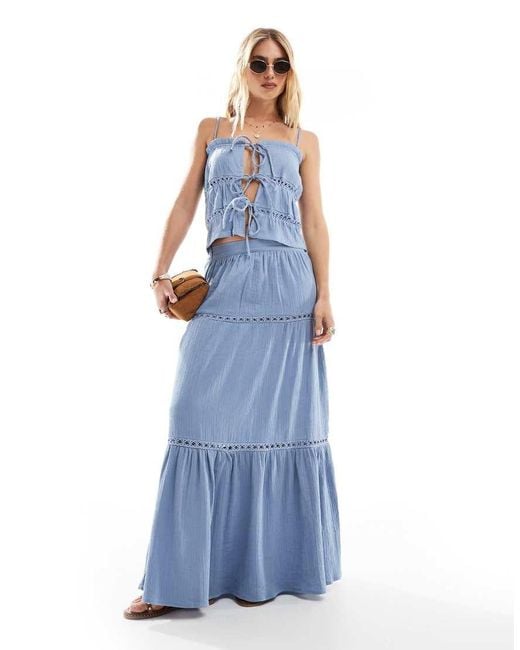 esmé studios Blue Esmee Exclusive Tiered Maxi Beach Skirt