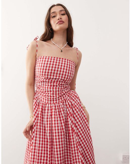 Amy Lynn Pink Alexa Tie Shoulder Puffball Midi Dress