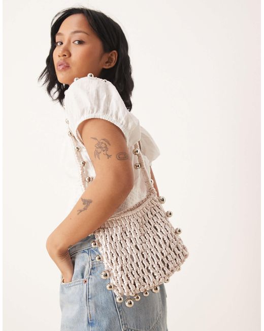 ASOS Blue – gehäkelte tasche mit trageriemen aus zierperlen