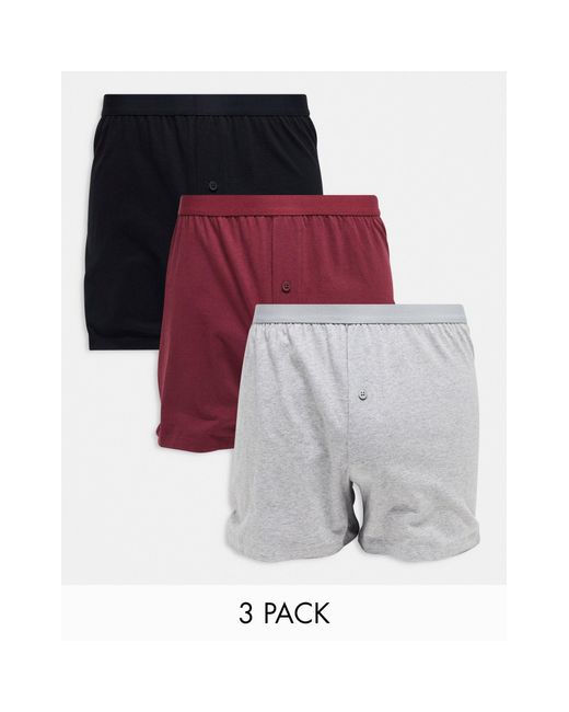 ASOS Red 3 Pack Jersey Boxers for men