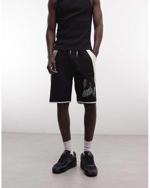 AND1 Black Basketball Shorts With Contrast Panels for men
