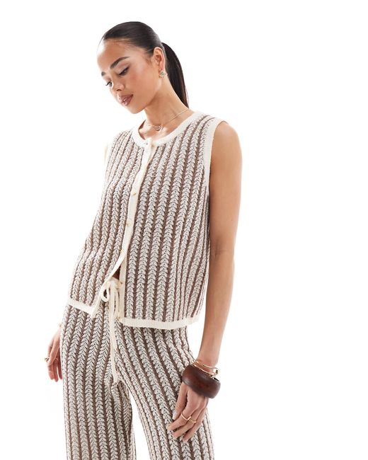 4th & Reckless White Knitted Button Through Sleeveless Top Co-ord
