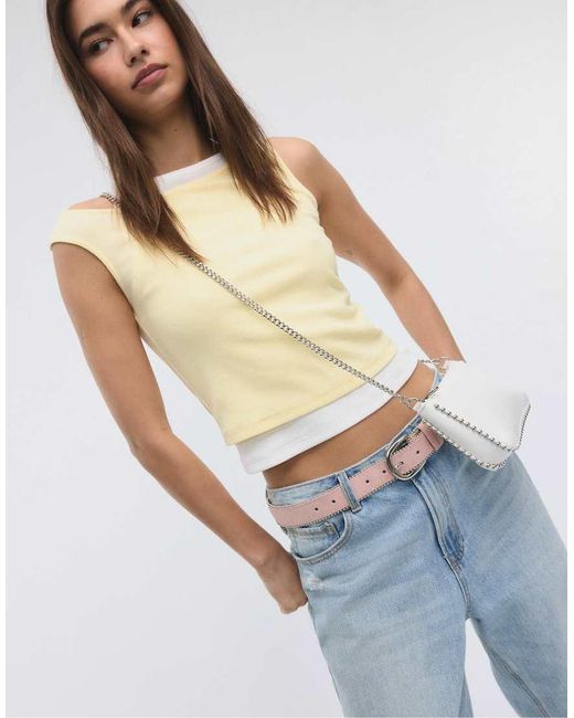 Stradivarius White Mini Beaded Bag