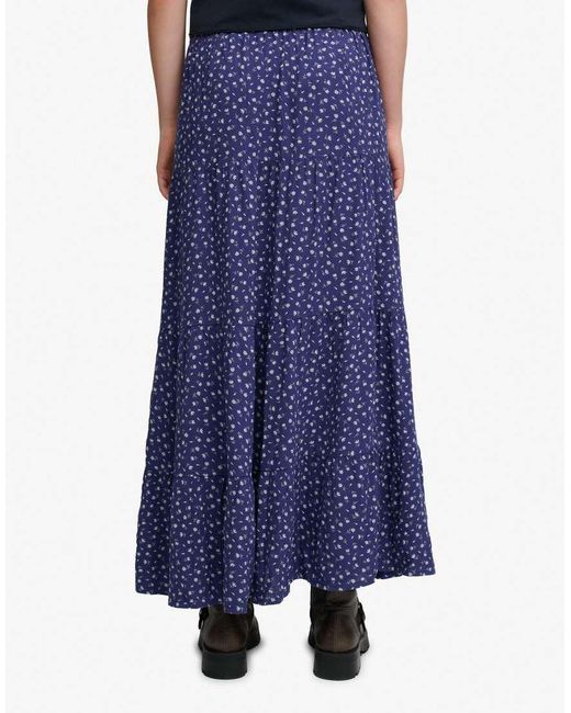 Superdry Blue Woven Tiered Maxi Skirt