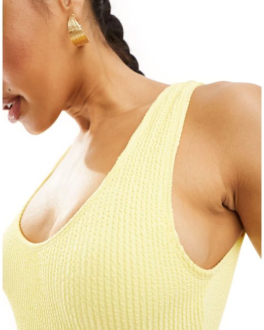 River Island Yellow – strukturierter badeanzug