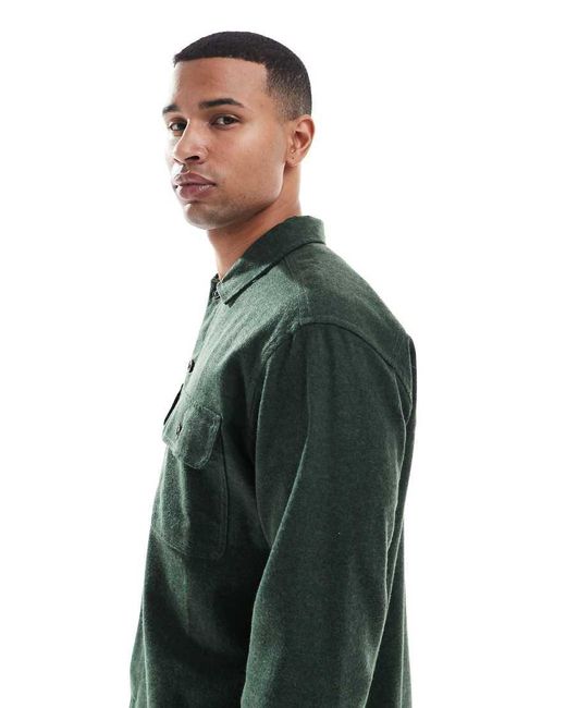 Jack & Jones Green Brushed Overshirt for men