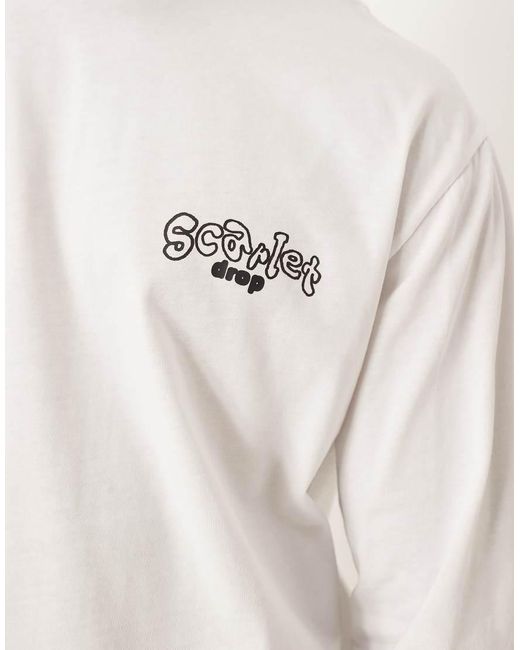 ASOS Natural Long Sleeve Relaxed T-Shirt With Fruit Bubble Print for men
