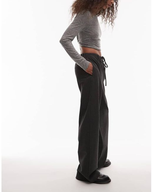 Nia Black Thalia Pinstriped Relaxed Pants