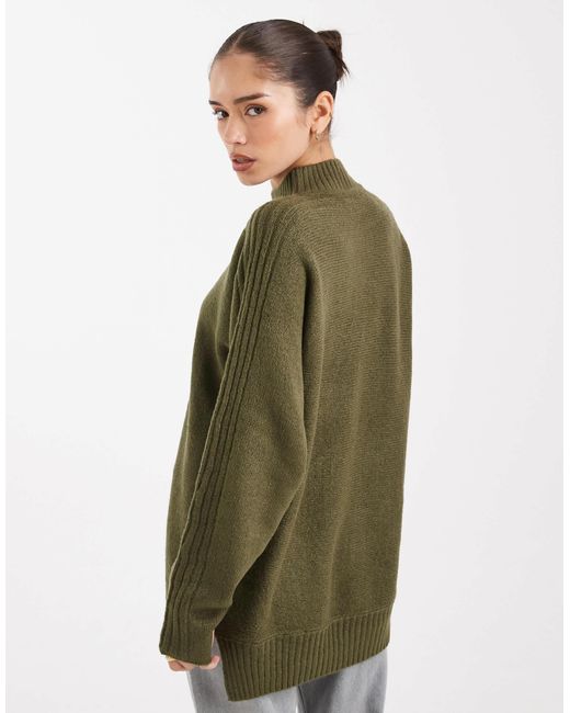 Threadbare Green – hochgeschlossener oversize-pullover