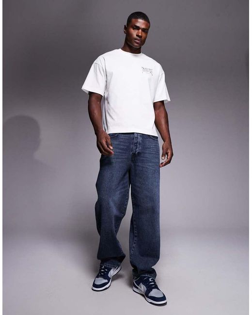 Faded Store White Blackletter Back Print Cropped Tee for men