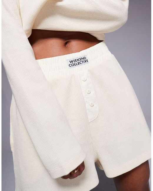 ASOS Yellow Weekend Collective Co-ord Waffle Shorts With Nylon