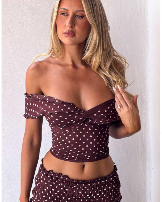 Tiger Mist Brown Denali Off Shoulder Top
