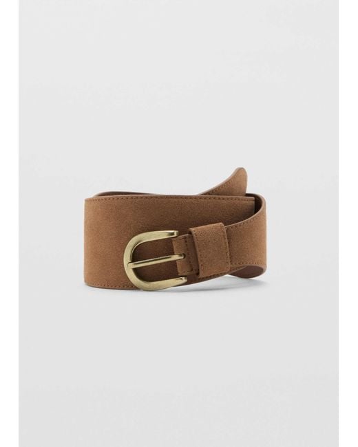 Mango Natural Wide Suede Belt