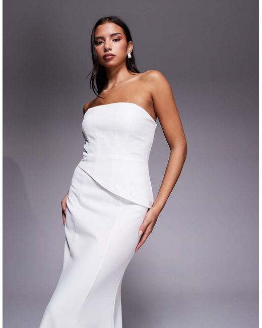 Jarlo Purple Lenny Bridal Strapless Asymmetric Corset Detail Maxi Dress