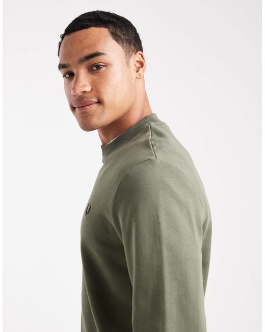 Fred Perry Green Crew Neck Sweatshirt for men