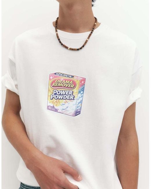 Pull&Bear White Stwd Detergent Graphic T-shirt for men