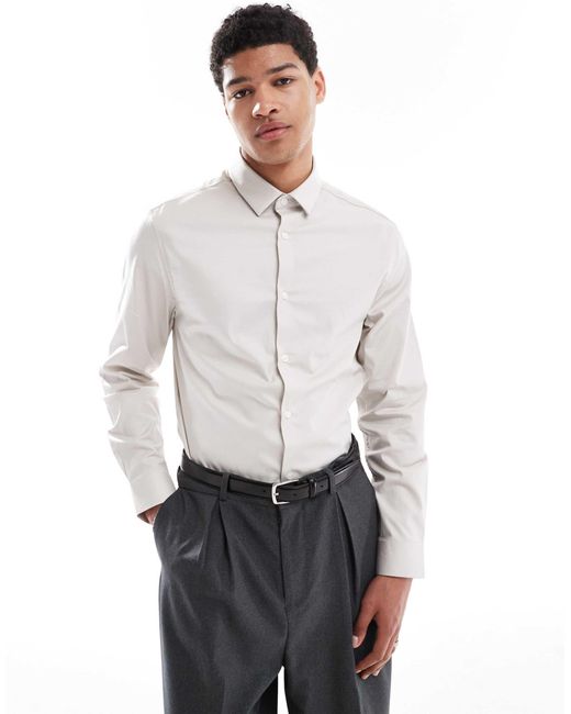 ASOS – elegantes, leicht zu bügelndes twill-hemd in White für Herren