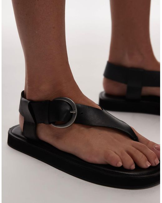 TOPSHOP Brown – kam – flache zehenstegsandalen aus echtleder