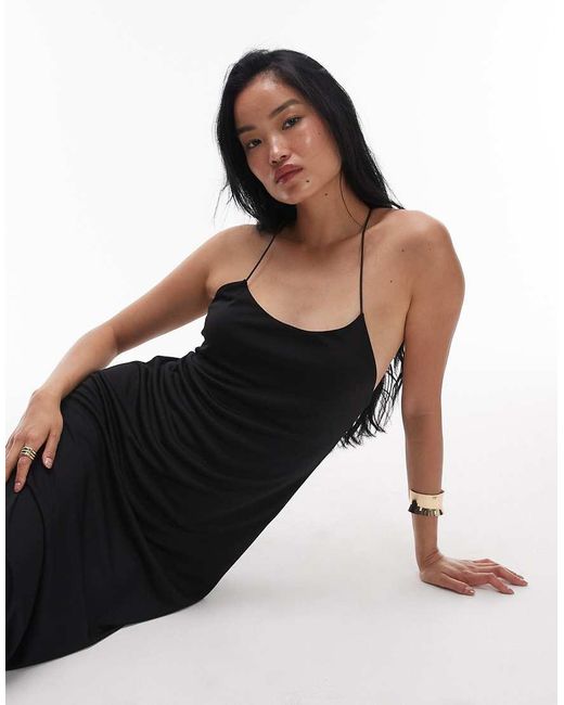 TOPSHOP White Cami Maxi Low Back Detail Dress