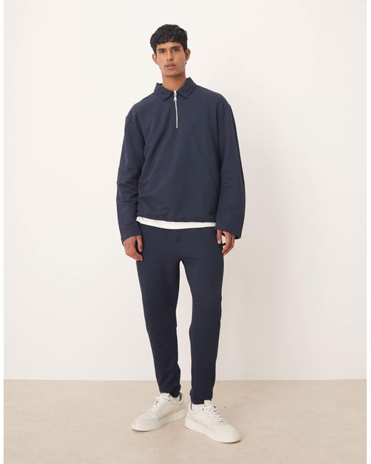 Jogger d'ensemble fuselé en piqué - bleu marine ASOS pour homme en coloris Blue