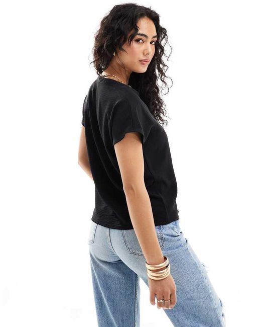Jdy Black V Neck Short Sleeve Blouse