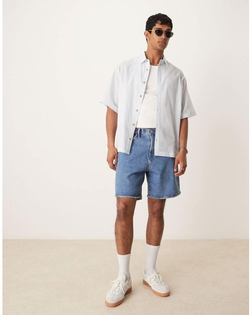 Abercrombie & Fitch Blue Athletic Fit Loose Denim Shorts for men