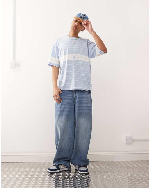 Champion White T-shape Striped La Logo T-shirt for men